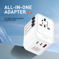 Cargador Adaptador Universal de Viaje LDNIO Z8 45W PD + QC