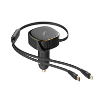 Cargador para Carro con Cable Retráctil LDNIO C107 30W