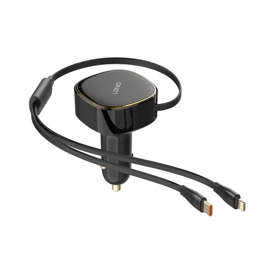 Cargador para Carro con Cable Retráctil LDNIO C107 30W