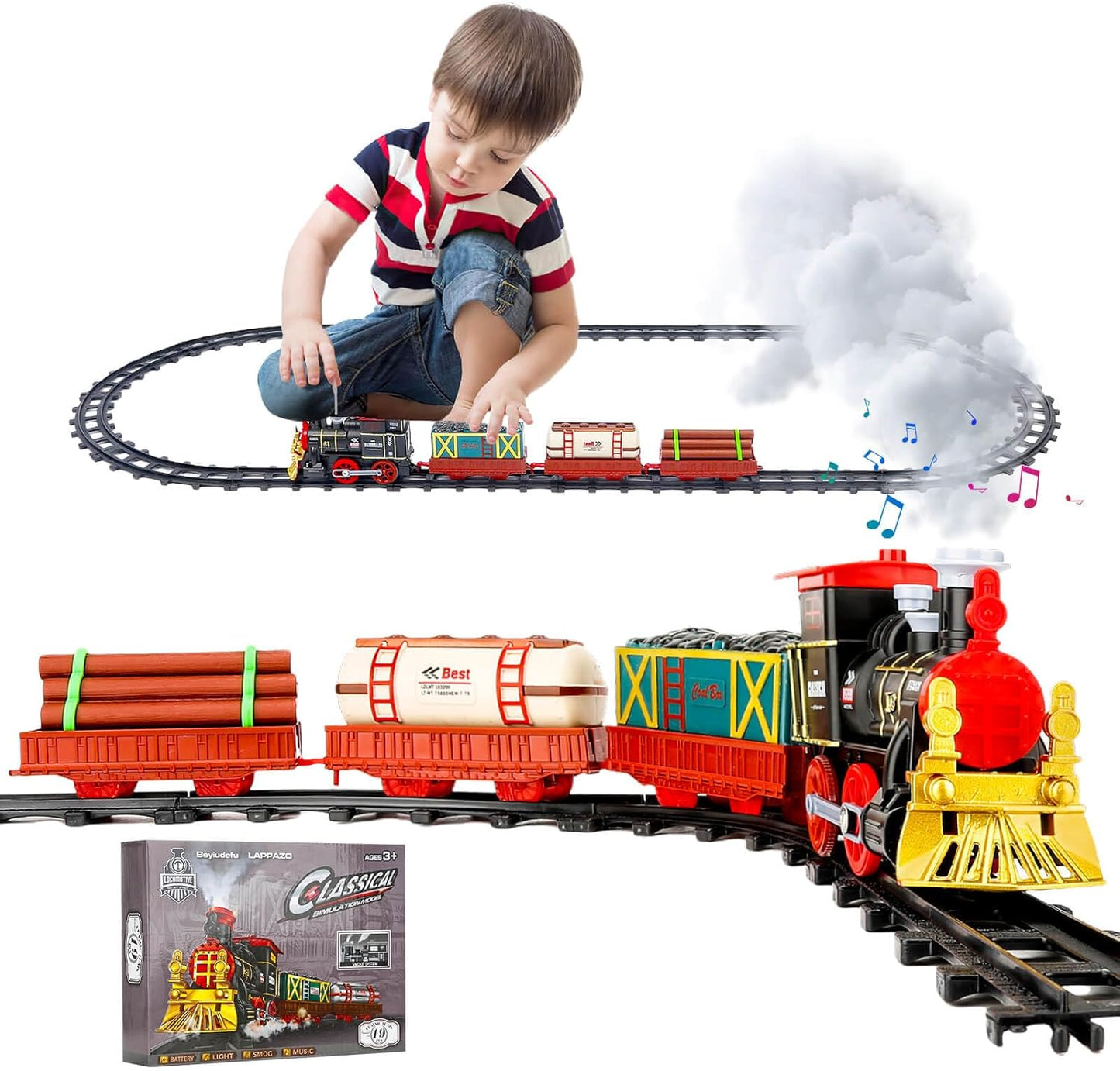 Tren Eléctrico Navideño con Humo Real