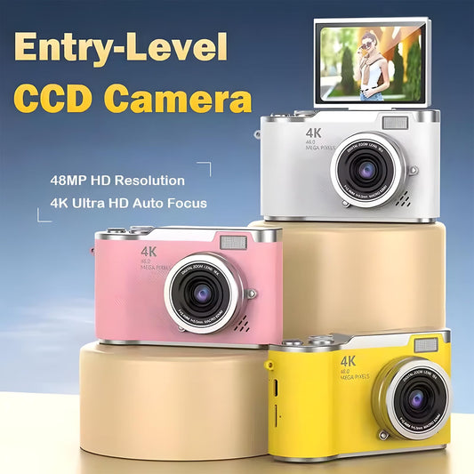 Cámara Digital Portátil CCD 4K Pantalla Abatible, Para Fotografia y Vlogs