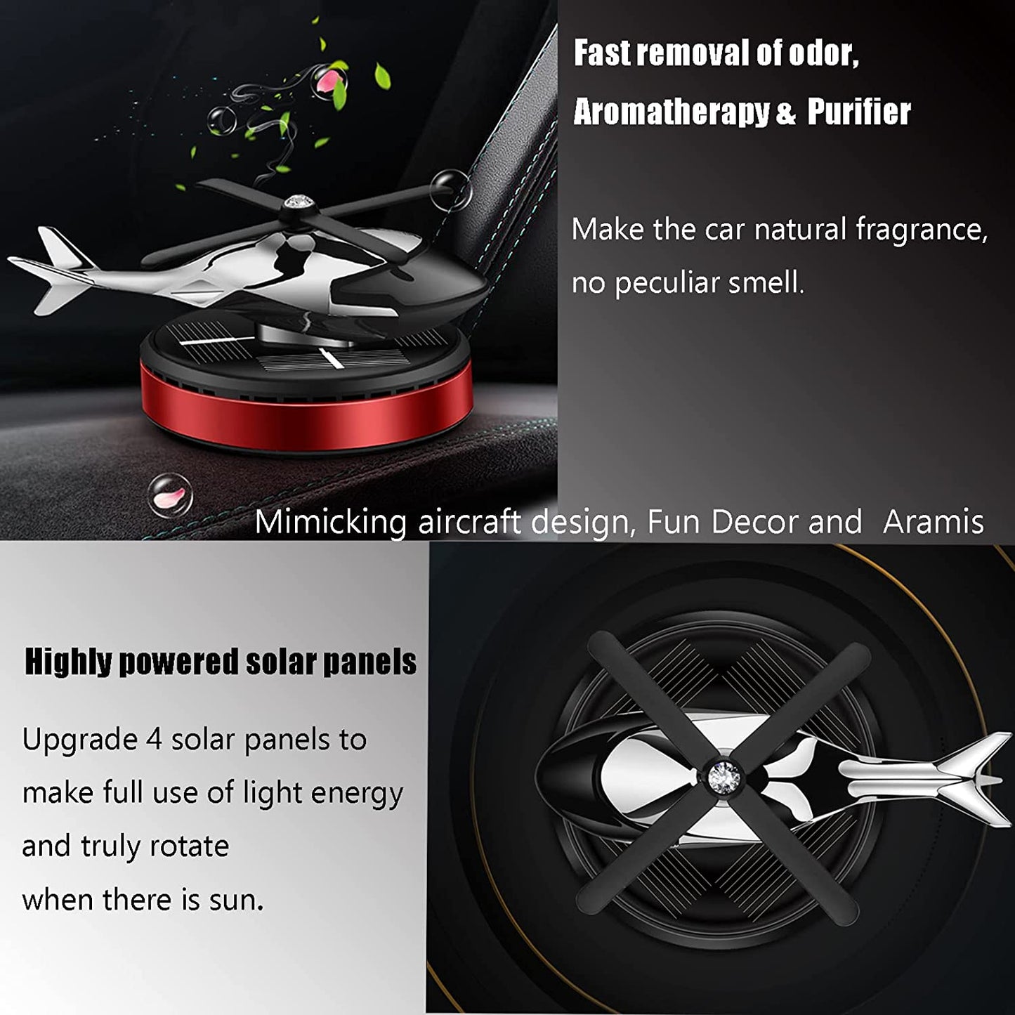 Helicoptero Ambientador Con Energia Solar Para Carro + Envío Gratis 