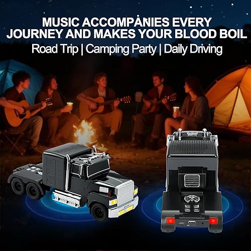 Parlante trailer WS-570 Bluetooth modelo de camión americano retro – Sonido HD portátil, estéreo TWS, radio FM, luces LED