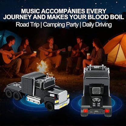 Parlante trailer WS-570 Bluetooth modelo de camión americano retro – Sonido HD portátil, estéreo TWS, radio FM, luces LED