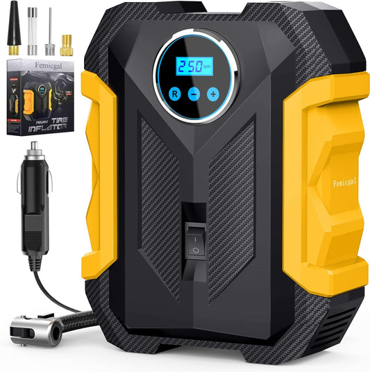 Inflador de neumáticos, compresor de aire digital portátil con luz LED de 12 V CC, inflador de neumáticos portátil de 150 PSI