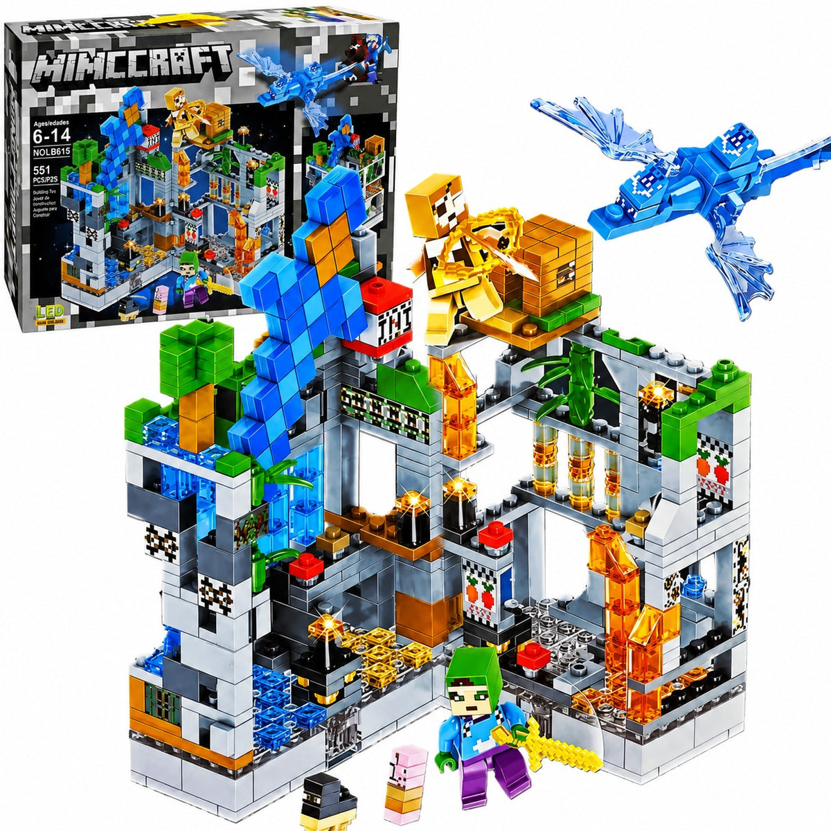 Set De Lego Minecraft 551 Piezas Con Luz Led