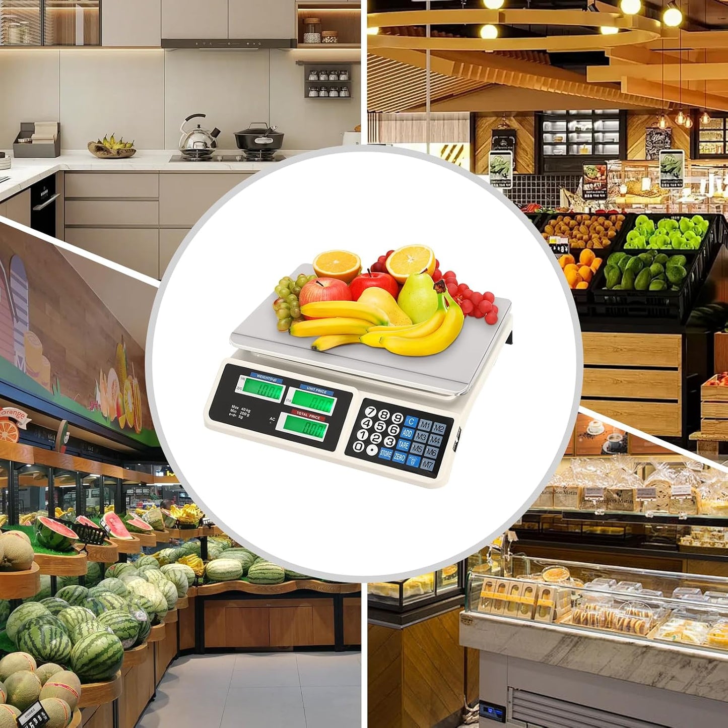 Báscula Electrónica Comercial con Cálculo de Precio  40 kg