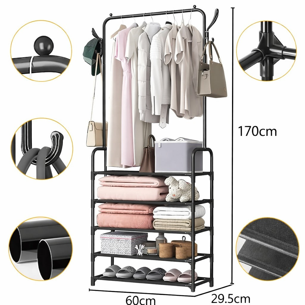 Perchero Organizador de Ropa con Estantes y Barra