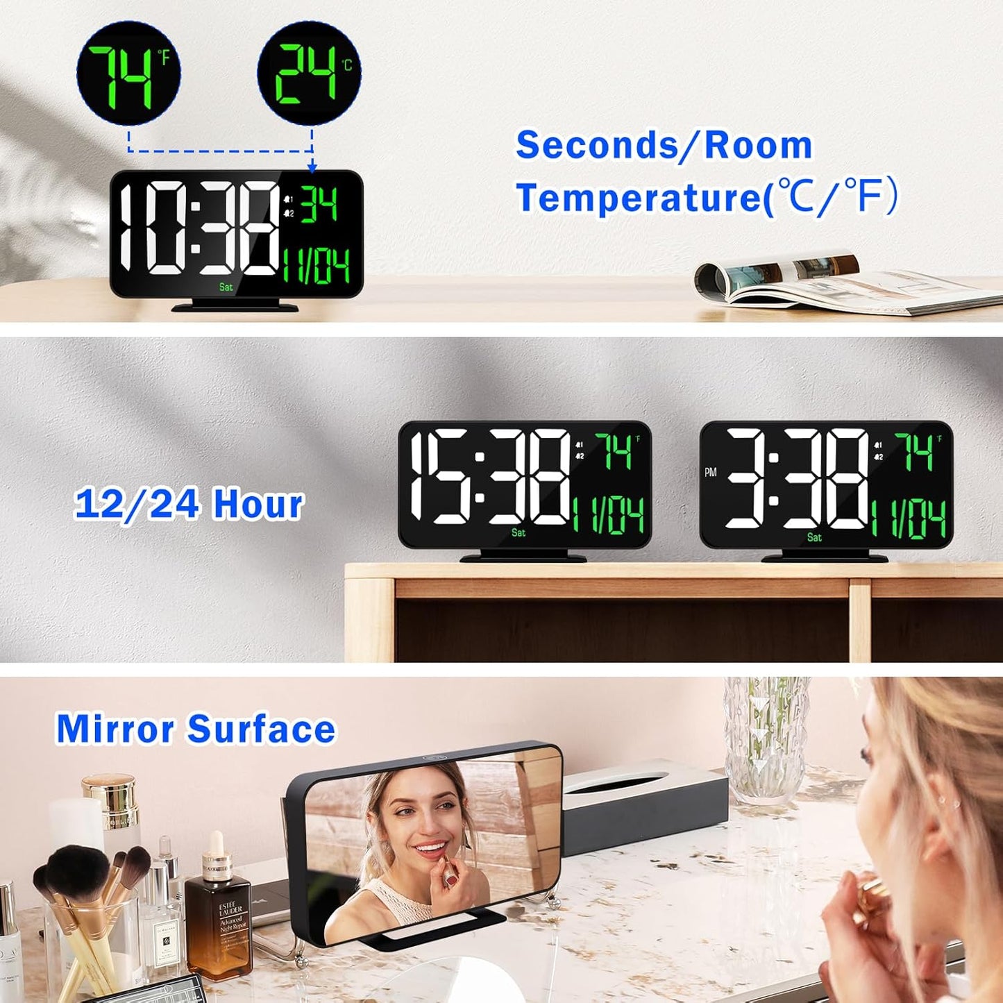 Reloj Espejo LED Digital