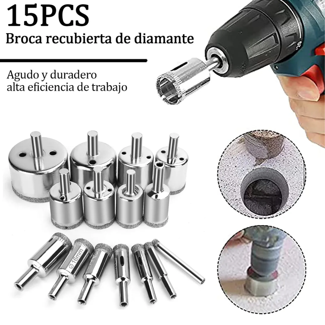 Kit de Brocas de Diamante Premium 15 Piezas