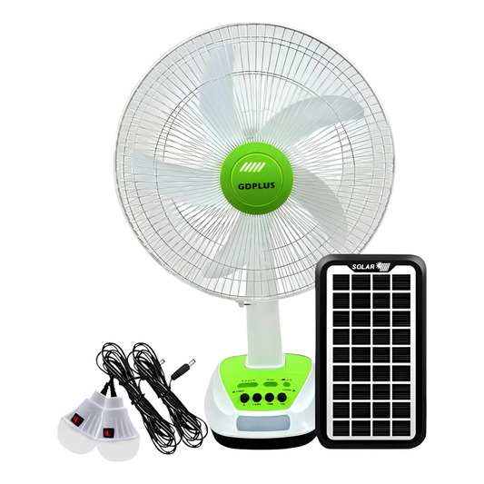 Ventilador Recargable Solar con LED y USB