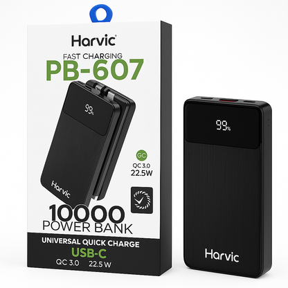 Power Bank Harvic 10.000 mAh con Cables Incorporados