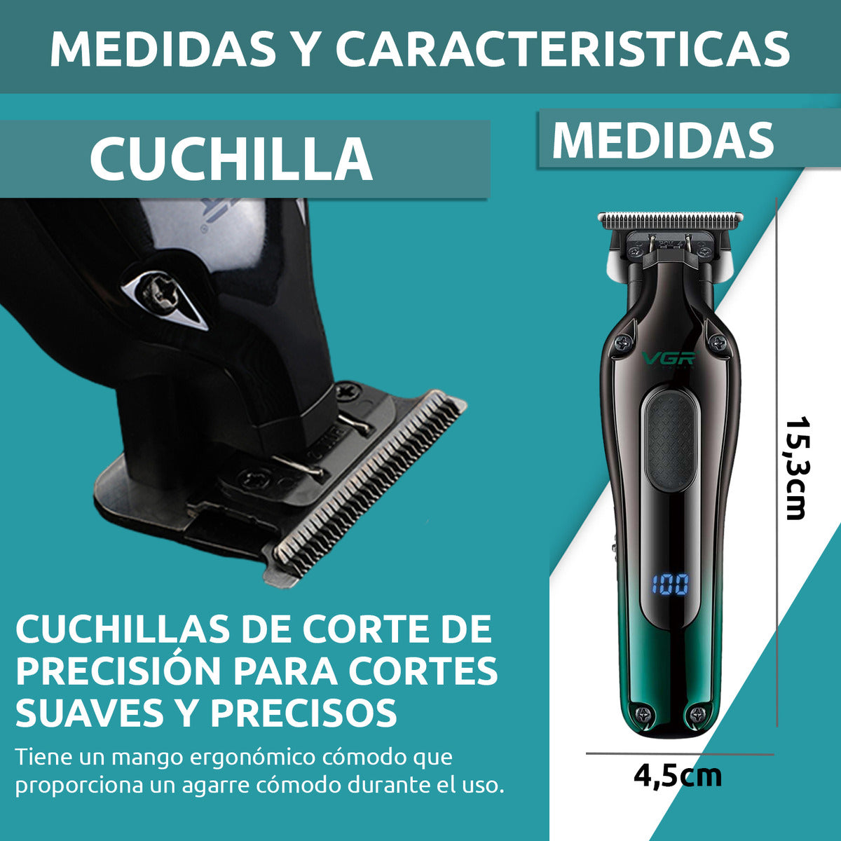 Maquina Clipper Profesional VGR V-013 Recargable