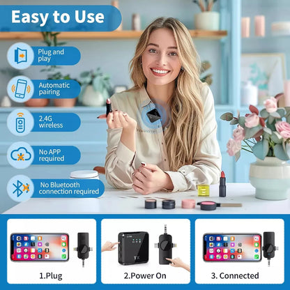 2 Micrófono Inalámbrico de Solapa TX F15 Profesional