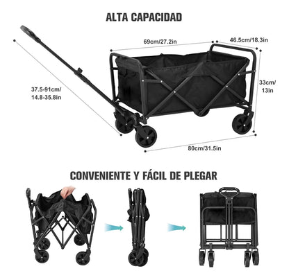 Carro Plegable De Mercado y Carga Con Ruedas