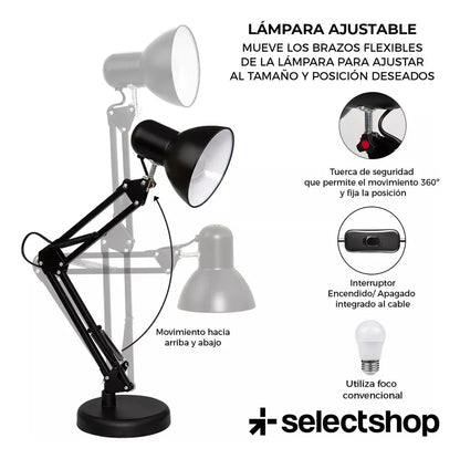 Lámpara Plegable Con Base Y Abrazadera