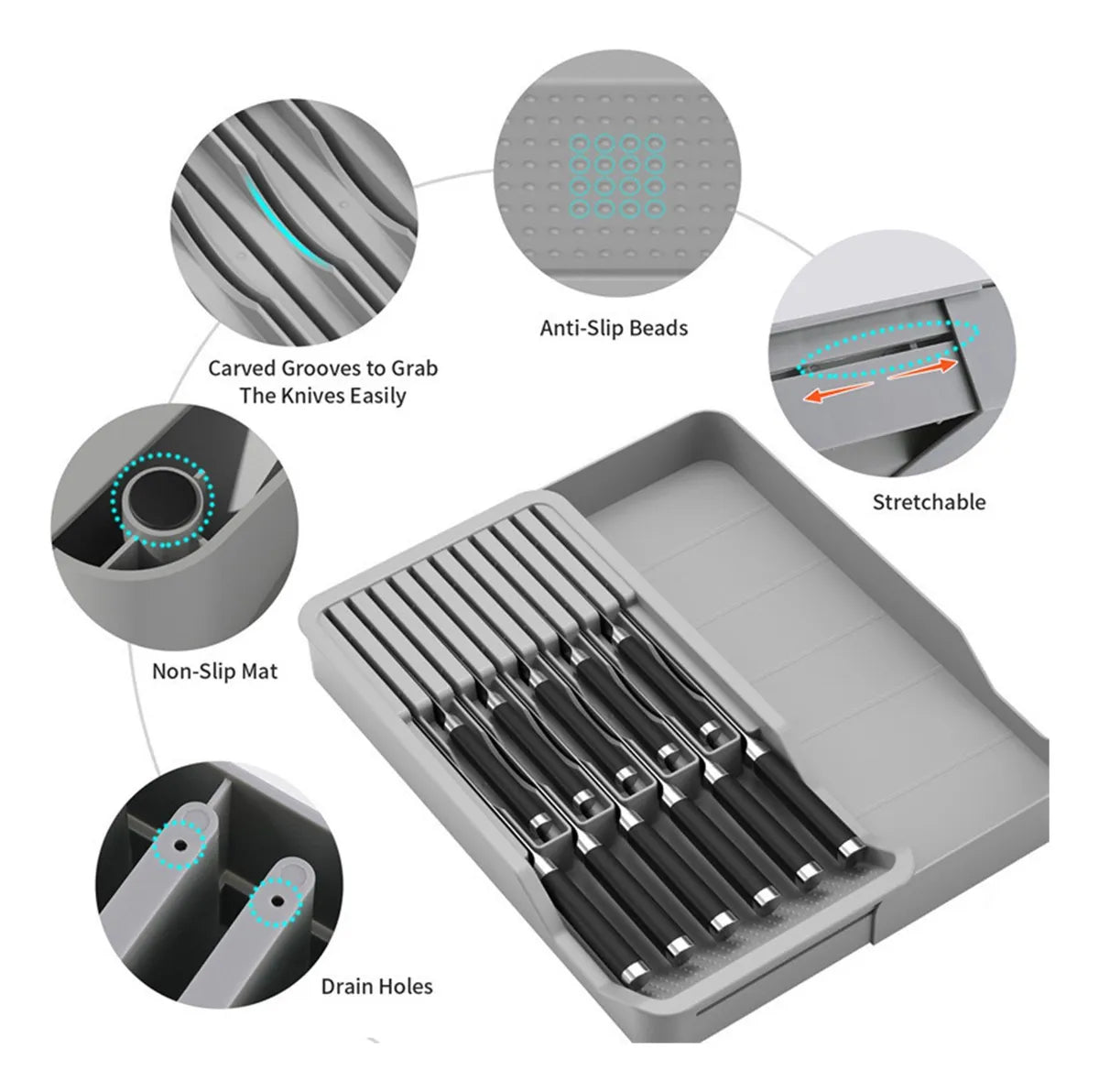 Organizador De Cuchillos Para Cajones Multifuncional