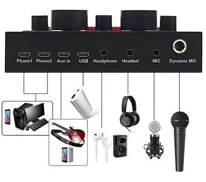 Condensador de sonido profesional V8 para podcasting, streaming