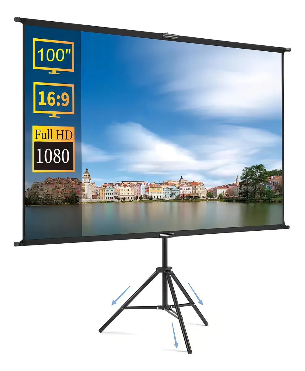 Telón para Proyector 100 Pulgadas (2.20 x 1.25cm) Portátil + Trípode