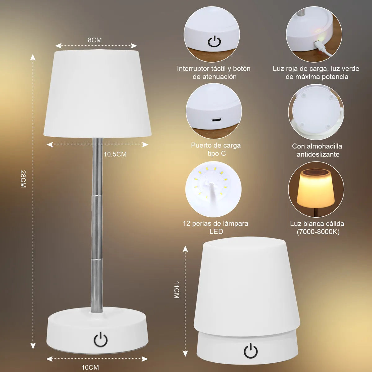 Lámpara De Mesa Recargable Nano-Tec