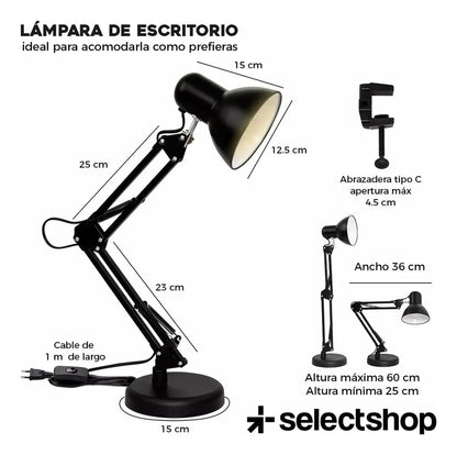 Lámpara Plegable Con Base Y Abrazadera