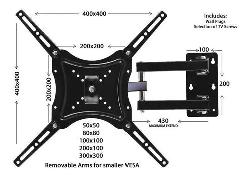 Soporte Tv Brazo Home Desing - 117B-2 14 a 55 Pulgadas Peso Max 50kg