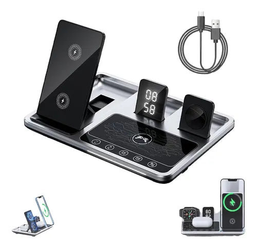 Estación de carga inalámbrica 4 en 1 carga rápida para iPhone/reloj inteligente/auriculares