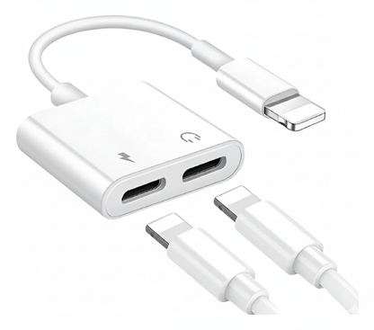 Adaptador Dual Lightning – Carga + Música al Tiempo