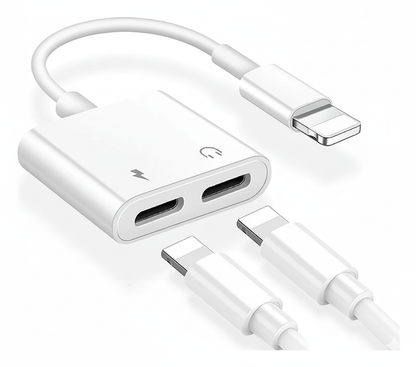 Adaptador Dual Lightning – Carga + Música al Tiempo