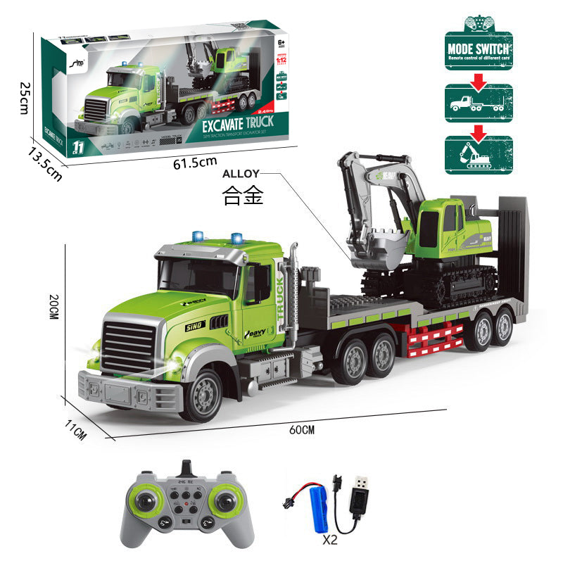 Mega Camión de Transporte + Excavadora RC 2 en 1 A Control Remoto