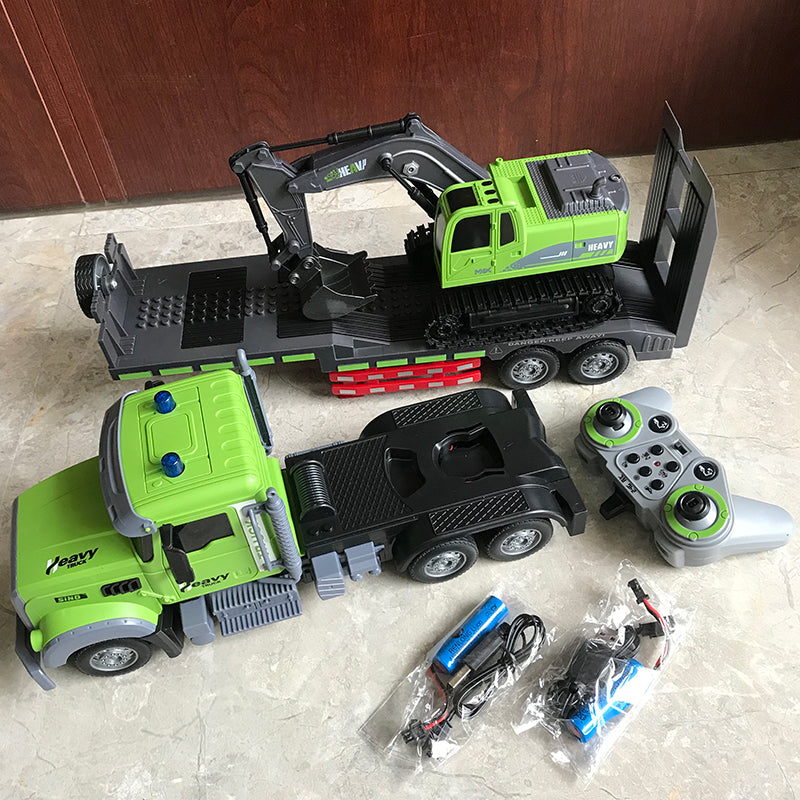 Mega Camión de Transporte + Excavadora RC 2 en 1 A Control Remoto
