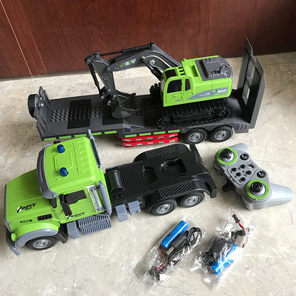 Mega Camión de Transporte + Excavadora RC 2 en 1 A Control Remoto