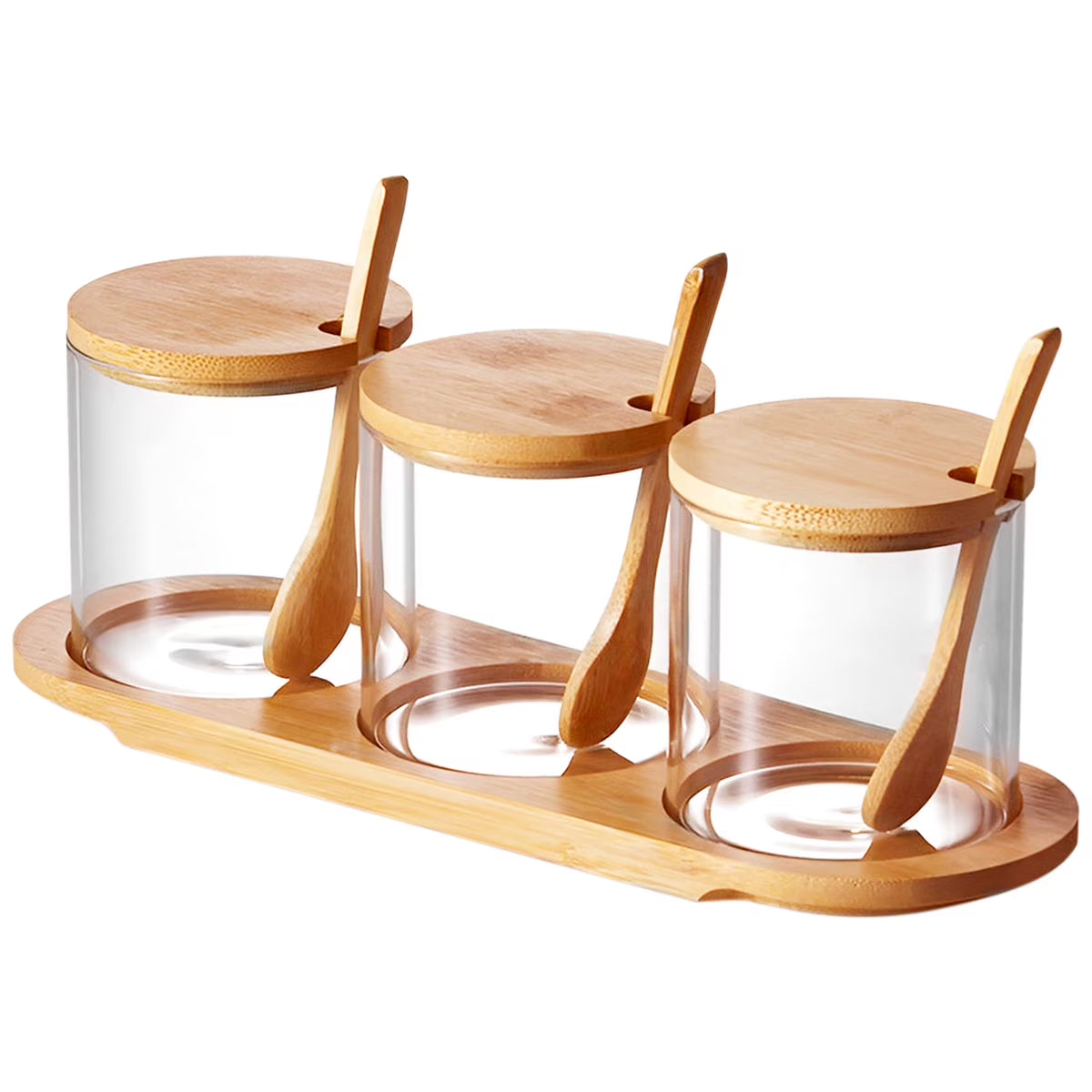 Set de Frascos de Vidrio con Tapa y Cucharas de Bambú