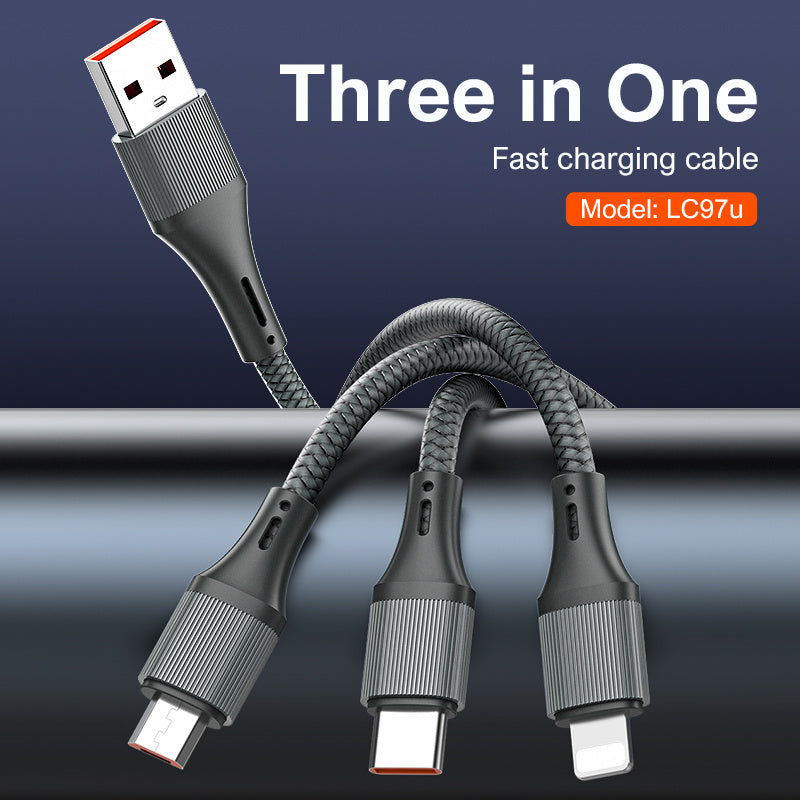 Cable 3 en 1 LDNIO LC97 100W 1.2m Carga Rápida