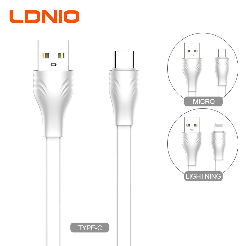 Cable USB LDNIO LS552 2m Plano Carga Rápida