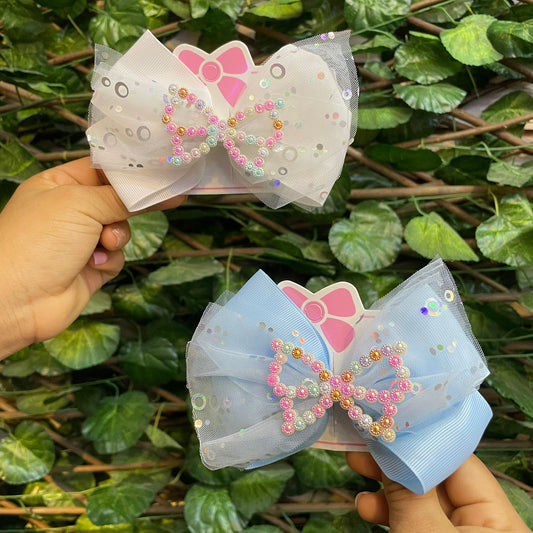 Moños De Listón Ancho Con Pinza Para Niñas  x 12 UND