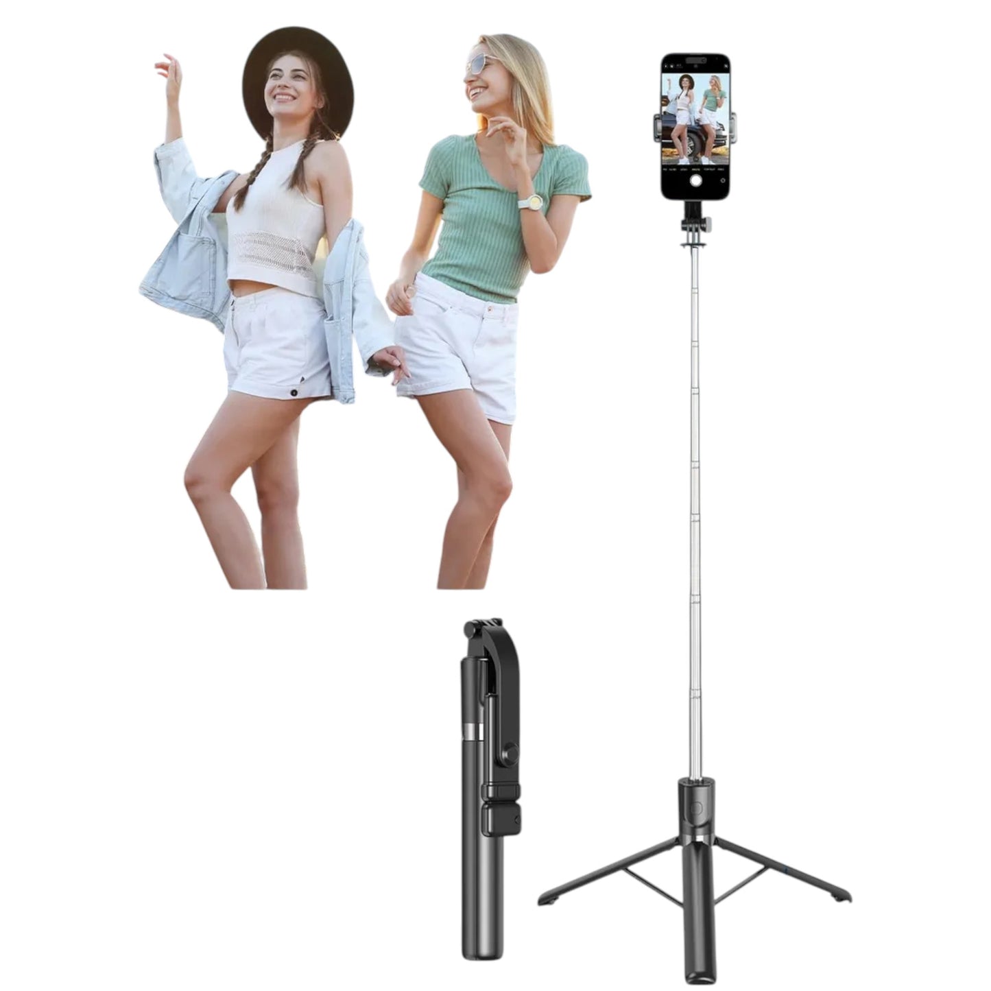 Trípode Selfie Stick 6 en 1 con Luz y Control Remoto