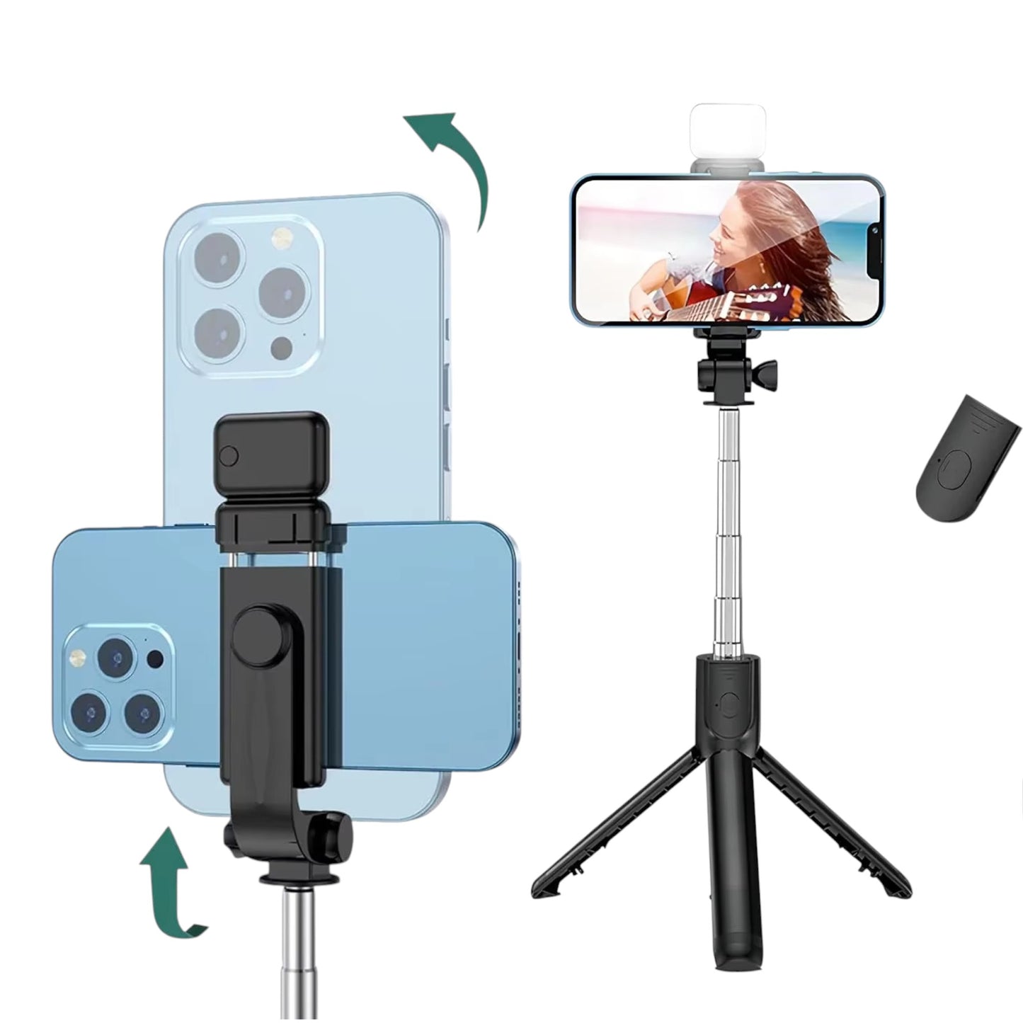 Trípode Selfie Stick 6 en 1 con Luz y Control Remoto