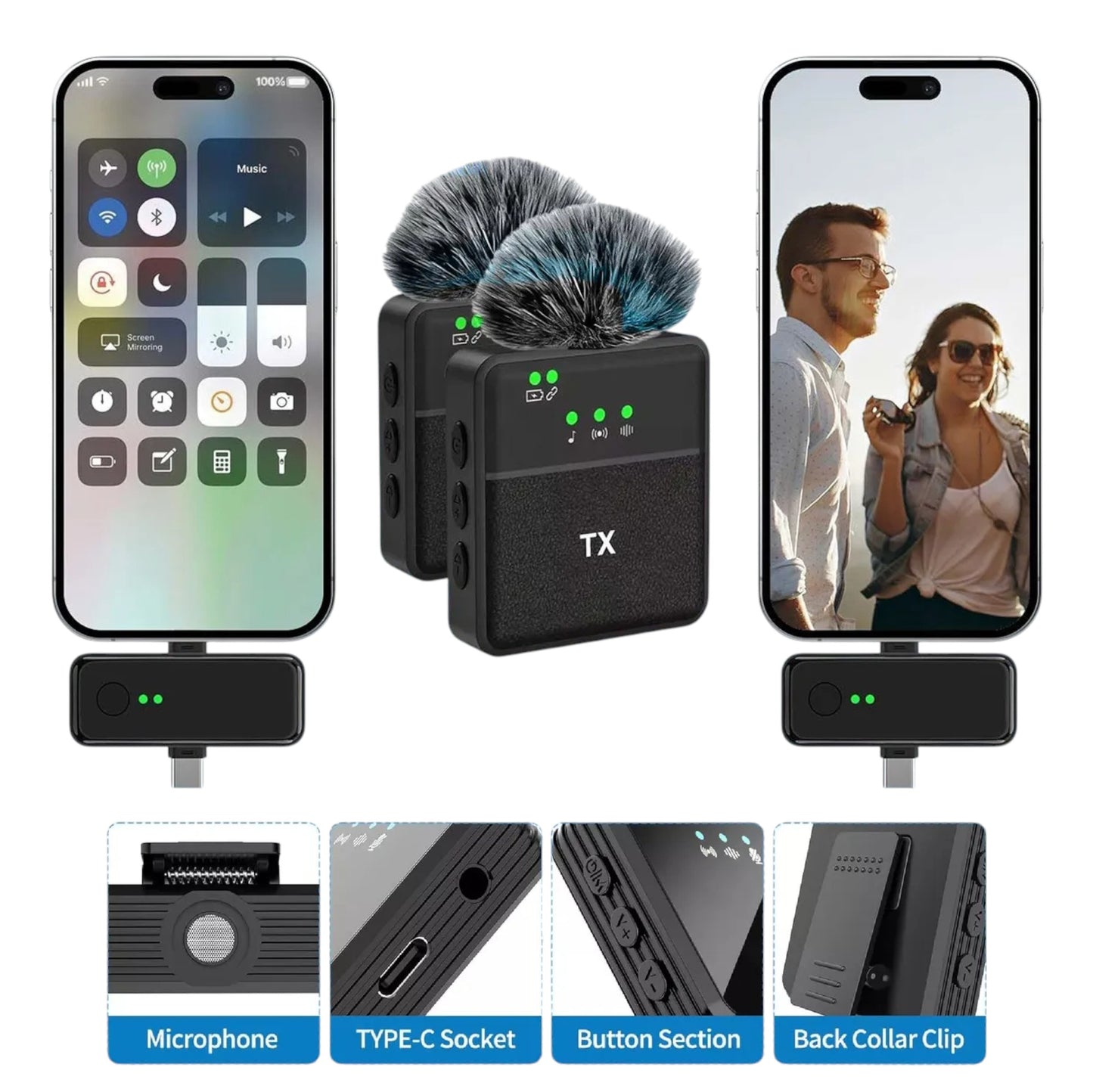 2 Micrófono Inalámbrico de Solapa TX F15 Profesional