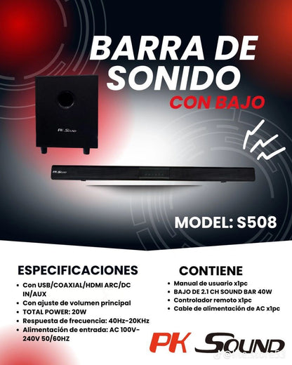 Barra de Sonido con Bajo PK Sound