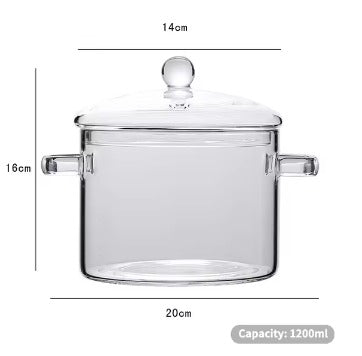 Olla de vidrio transparente 