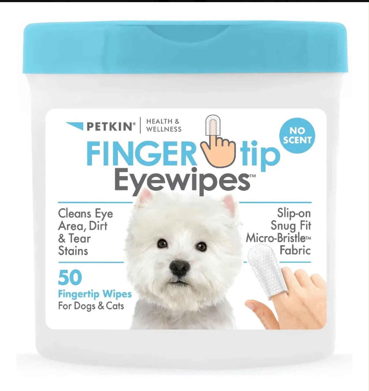 Toallitas Fingertip Eye Petkin Para Perros y Gatos 50 unidades