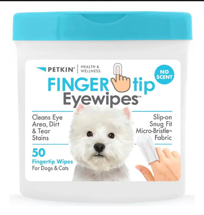 Toallitas Fingertip Eye Petkin Para Perros y Gatos 50 unidades