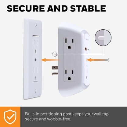 Honeywell Protector Contra Sobretensiones de Luz Nocturna LED de 5 Tomacorrientes y 2 USB para Pared