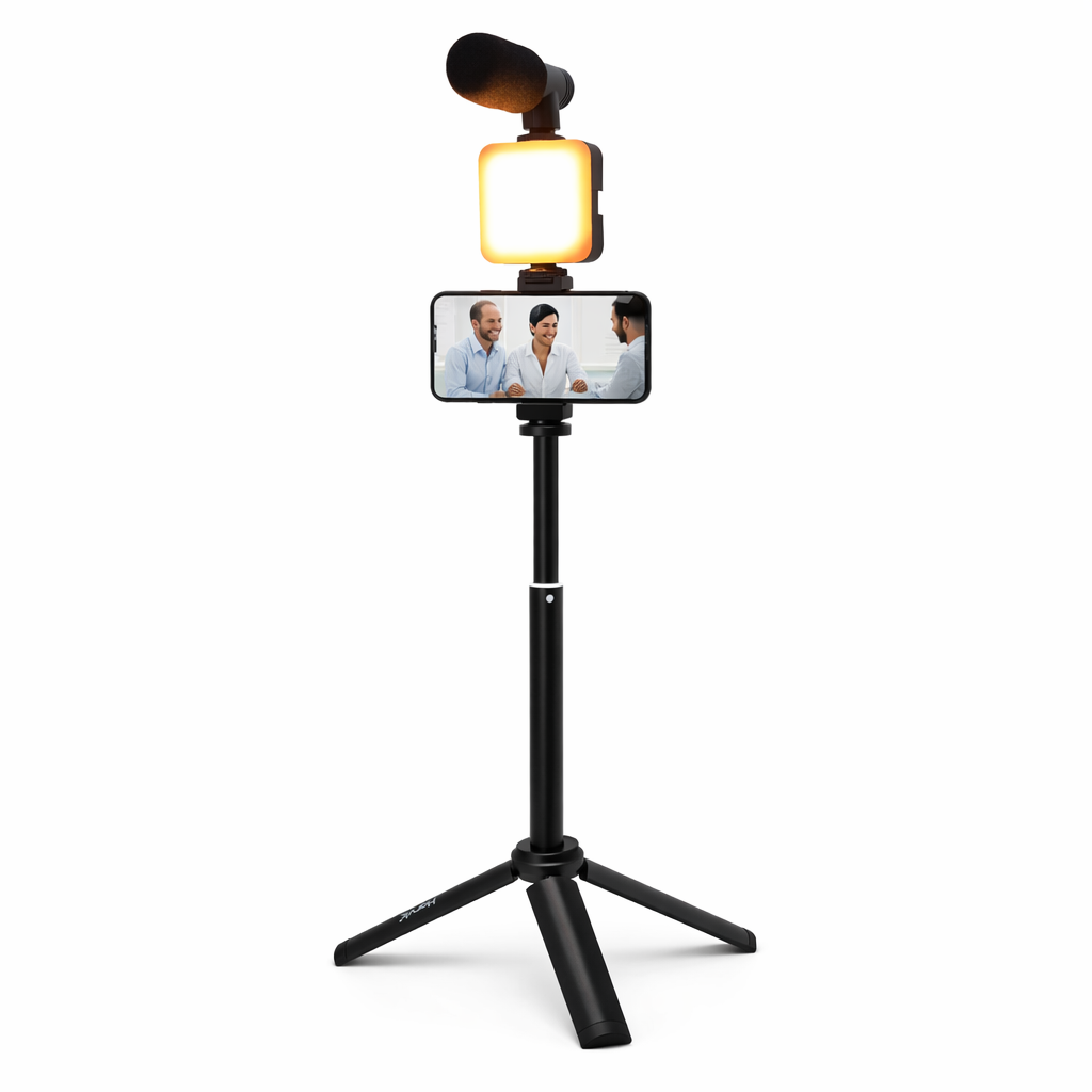 Kit de Video Profesional con Trípode, Luz RGB y Micrófono – Harvic SPL-BT-924