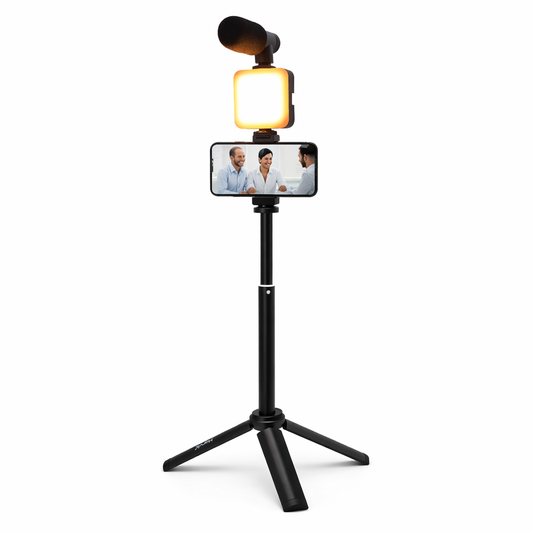 Kit de Video Profesional con Trípode, Luz RGB y Micrófono – Harvic SPL-BT-924