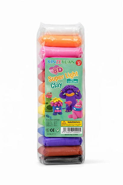 Masa Moldeable 8D Super Light Clay – Set 12 Colores