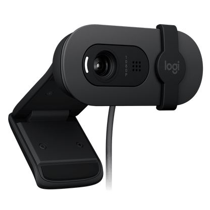 Cámara web Logitech Brio 100 negra con obturador
