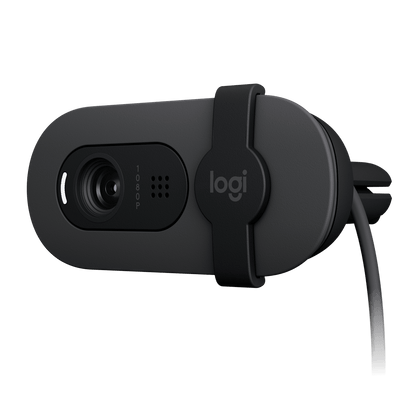 Cámara web Logitech Brio 100 negra vista posterior
