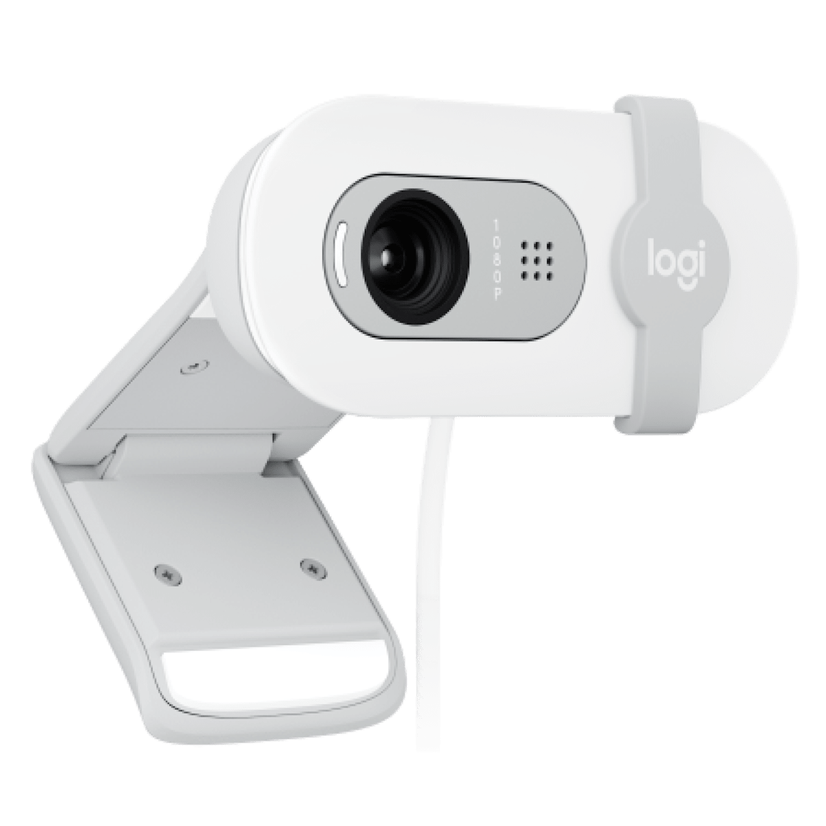 Cámara web Logitech Brio 100 blanca con obturador